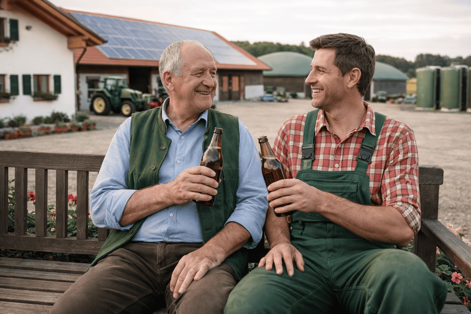 Alt und Jung mit guter Laune, weil die Hofübergabe geregelt ist.